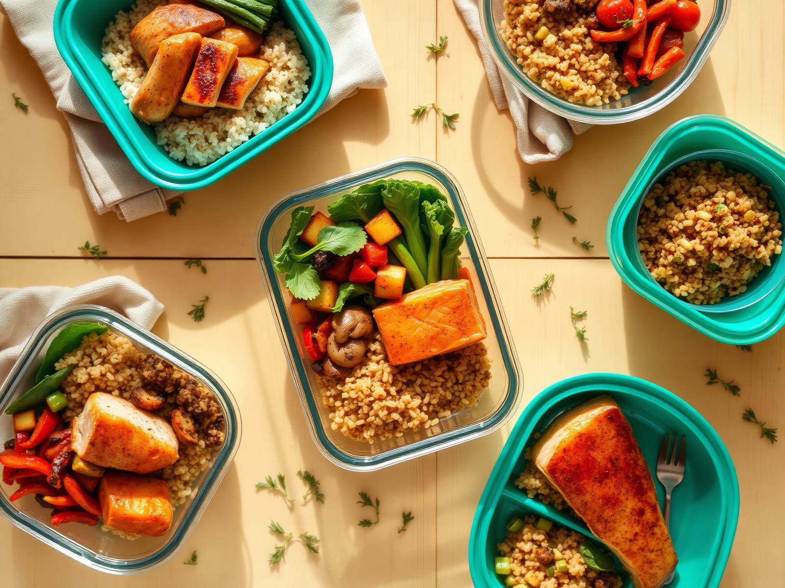Freshly prepared meals in containers